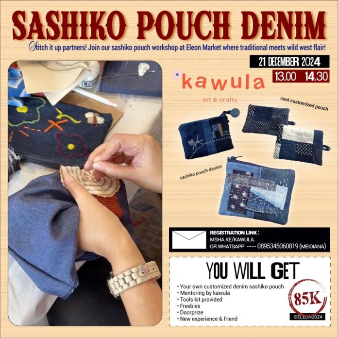 Workshop Sashiko Denim, Seru-Seruan Menjahit Sambil Kreasi di Eleon Market!