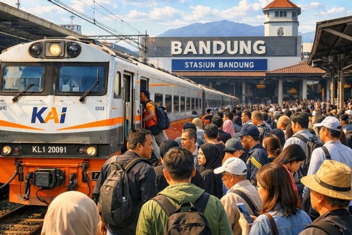 Ilustrasi Mudik Bandung 2026 Stasiun Bandung
